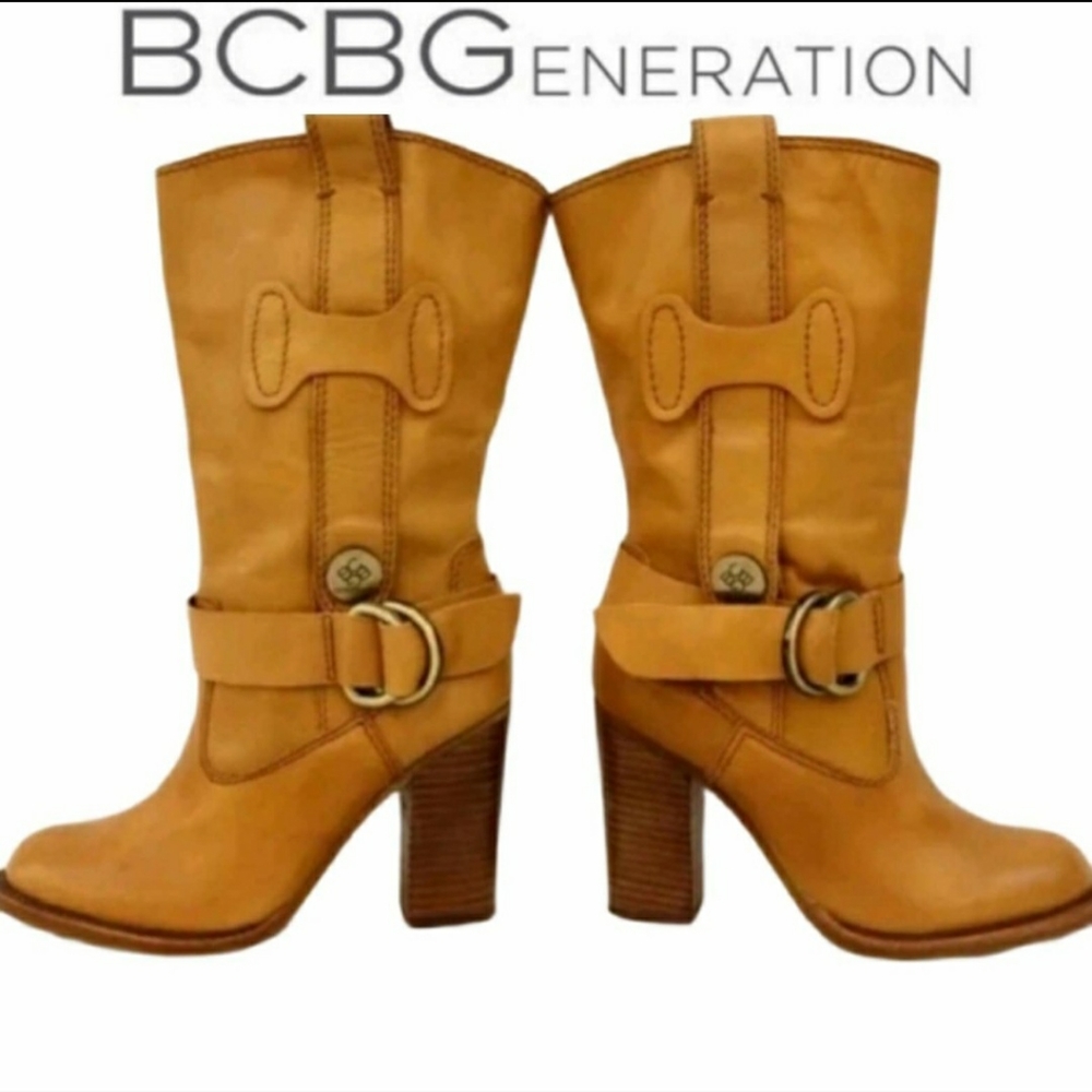 BCBGENARATION BROWN LEATHER BG CITRUS BOOTS